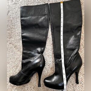 BCBG Black Leather Knee-High Boots 6